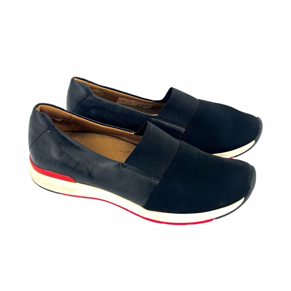 Vionic Cameo Women's 7.5 Wide Black Slip On Walking Shoes Comfort Orthotic
